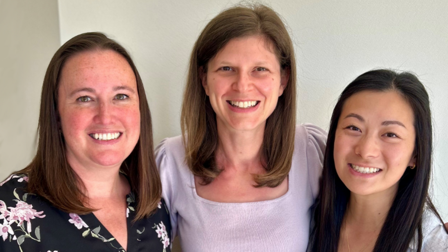 Funded in the 2024 Research Challenge: L to R: Erin Waters, Anja Webster (team leader), Casara Hong. Missing from the photo is team mentor, Lee James. Project title: Complementary and Alternative Medicine Use in Post-Kidney Transplant Patients. 